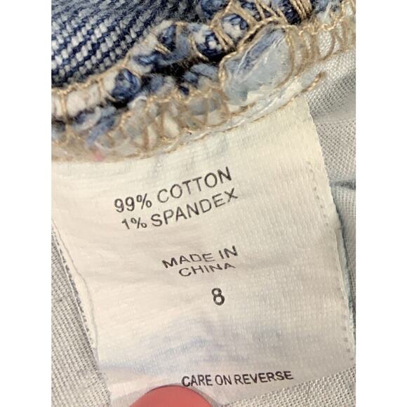 NY & C Slim Slouch Jeans Womens Size 8 Rhinestone Patch Destroyed Denim Straight - Picture 5 of 11